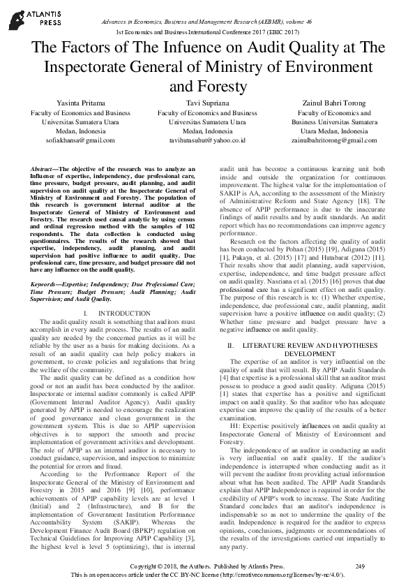(PDF) The Factors of The Infuence on Audit Quality at The Inspectorate ...