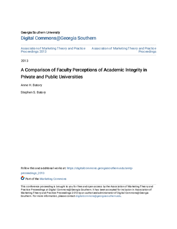 (PDF) A Comparison of Faculty Perceptions of Academic Integrity in ...