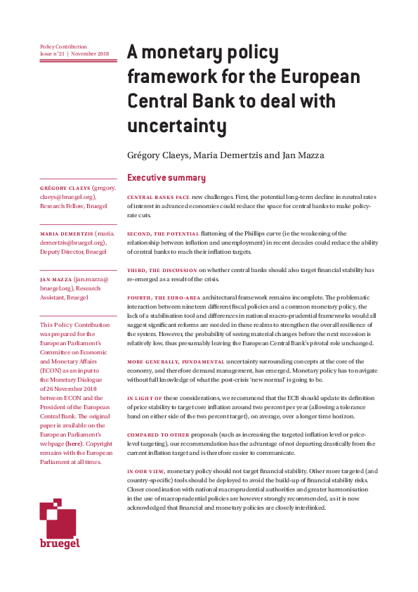 (PDF) A monetary policy framework for the European Central Bank to deal ...