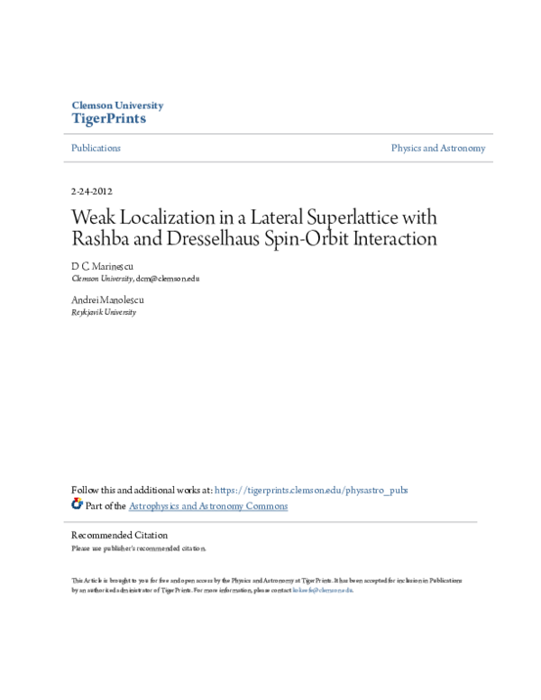 (PDF) Weak localization in a lateral superlattice with Rashba and ...