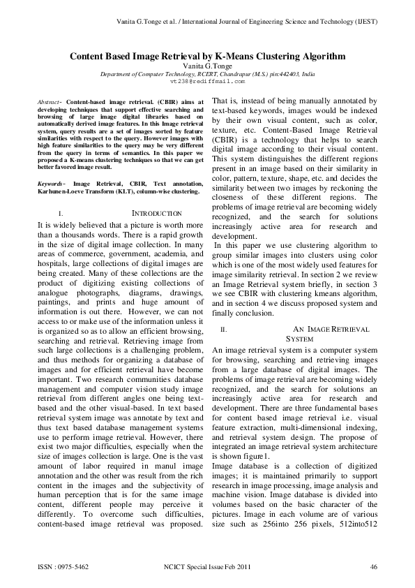 (PDF) Content Based Image Retrieval by K-Means Clustering Algorithm