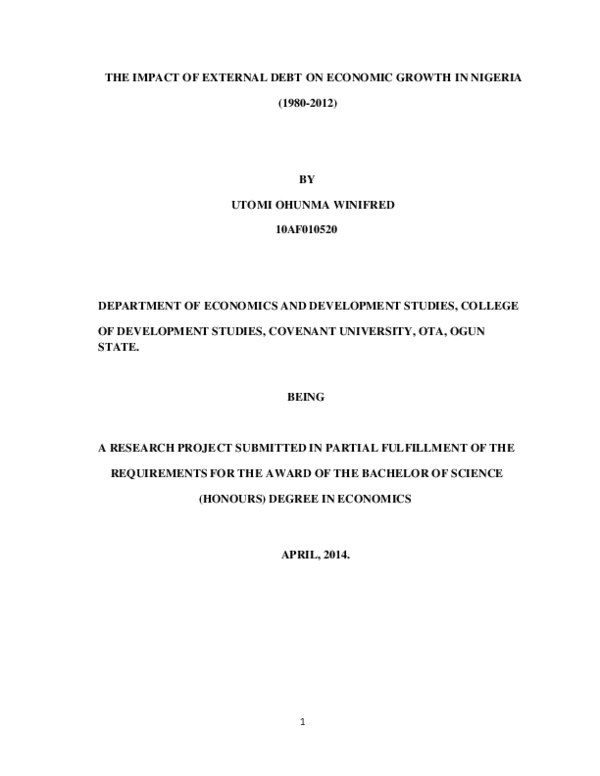 (PDF) The Impact of External debt on Economic Growth in Nigeria
