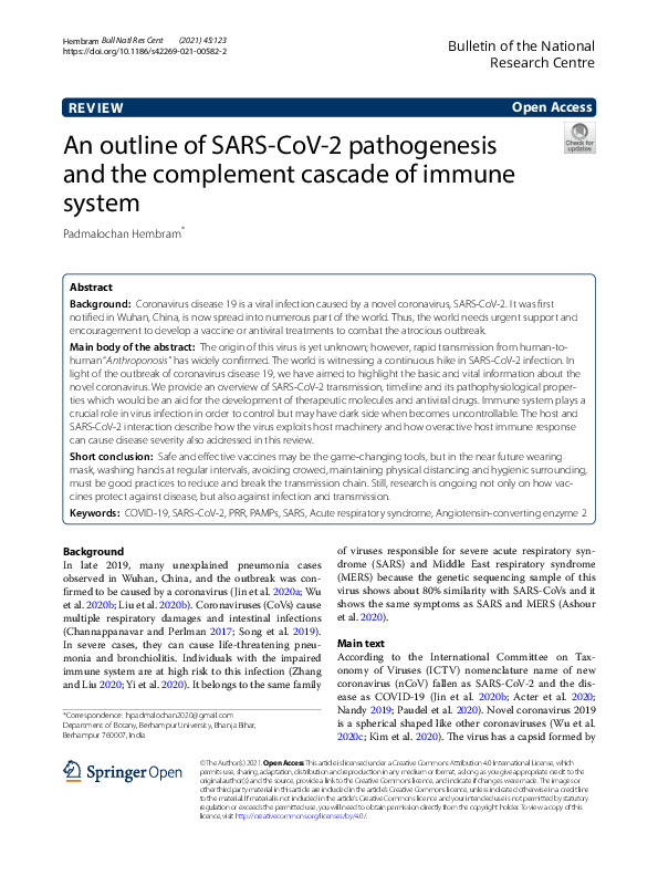 (PDF) An outline of SARS-CoV-2 pathogenesis and the complement cascade ...