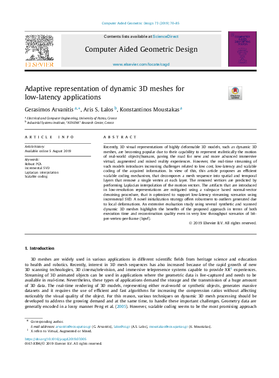 (PDF) Adaptive representation of dynamic 3D meshes for low-latency ...