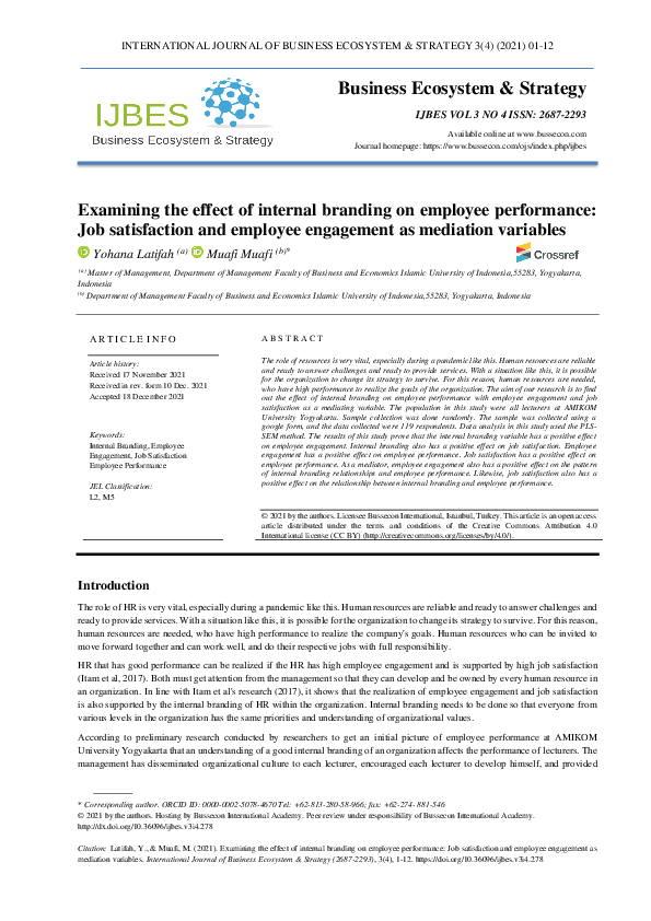 (PDF) Examining the effect of internal branding on employee performance ...