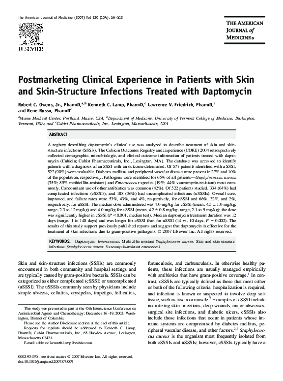 (PDF) Postmarketing Clinical Experience in Patients with Skin and Skin ...
