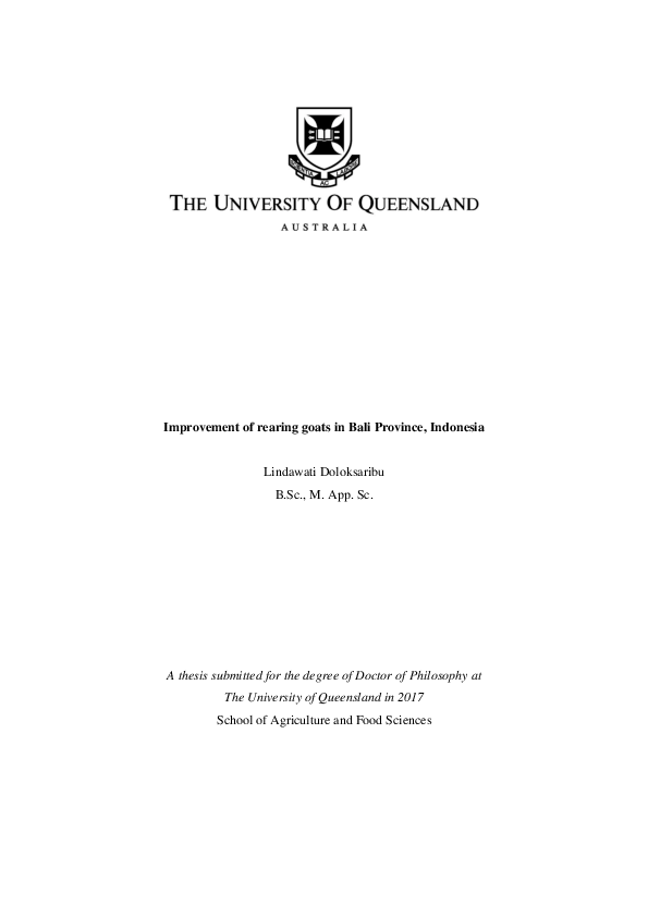 (PDF) Improvement of rearing goats in Bali Province, Indonesia