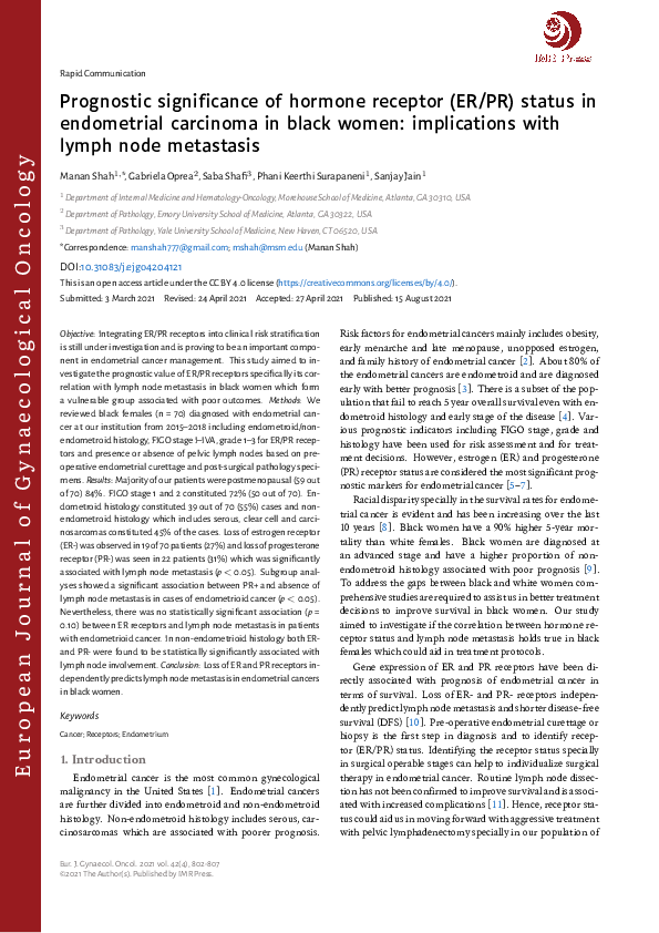 (PDF) Prognostic significance of hormone receptor (ER/PR) status in ...