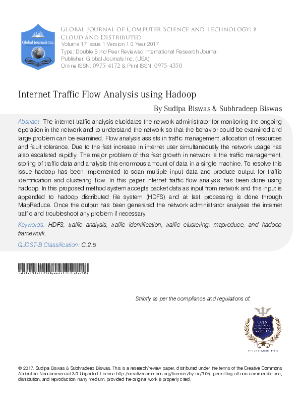 (PDF) Internet Traffic Flow Analysis using Hadoop