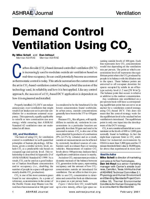 (PDF) ASHRAE Journal Feb 02 Demand Control Ventilation Using CO2