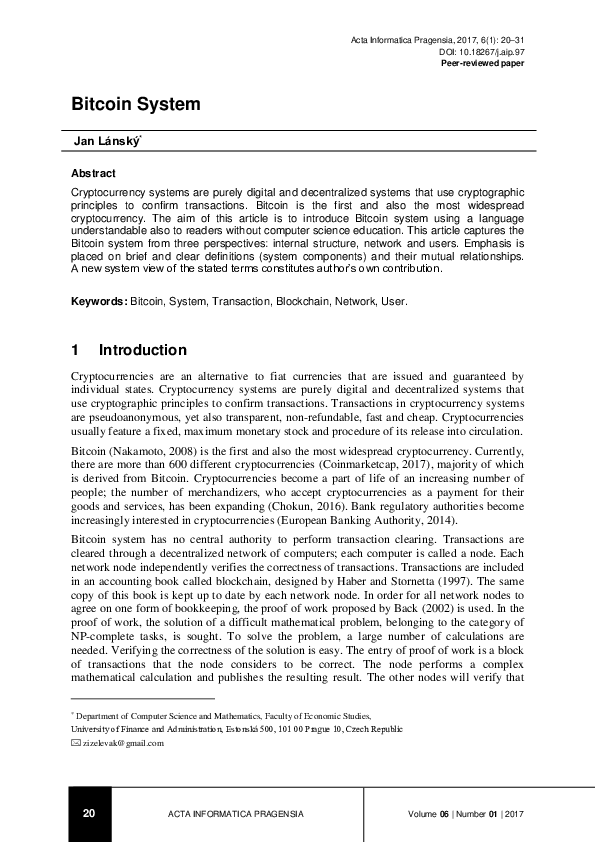 (PDF) Bitcoin System