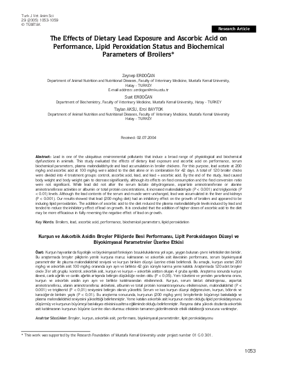(PDF) The Effects of Dietary Lead Exposure and Ascorbic Acid on ...