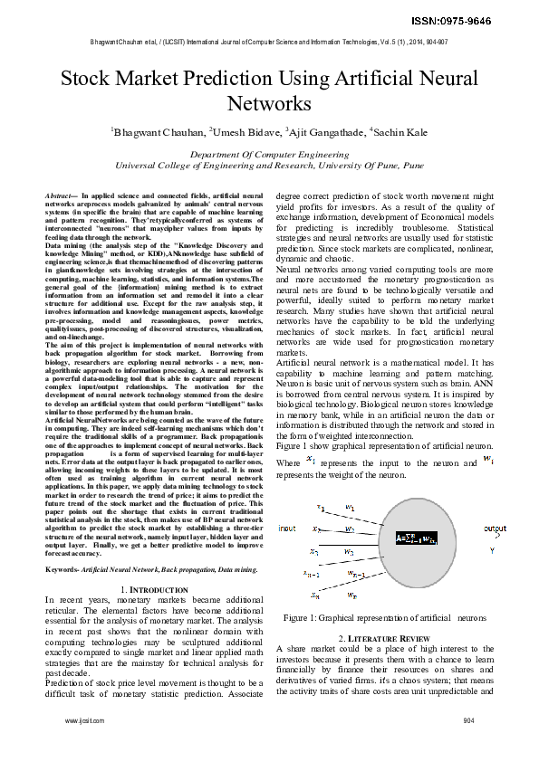 (PDF) Stock Market Prediction Using Artificial Neural Networks