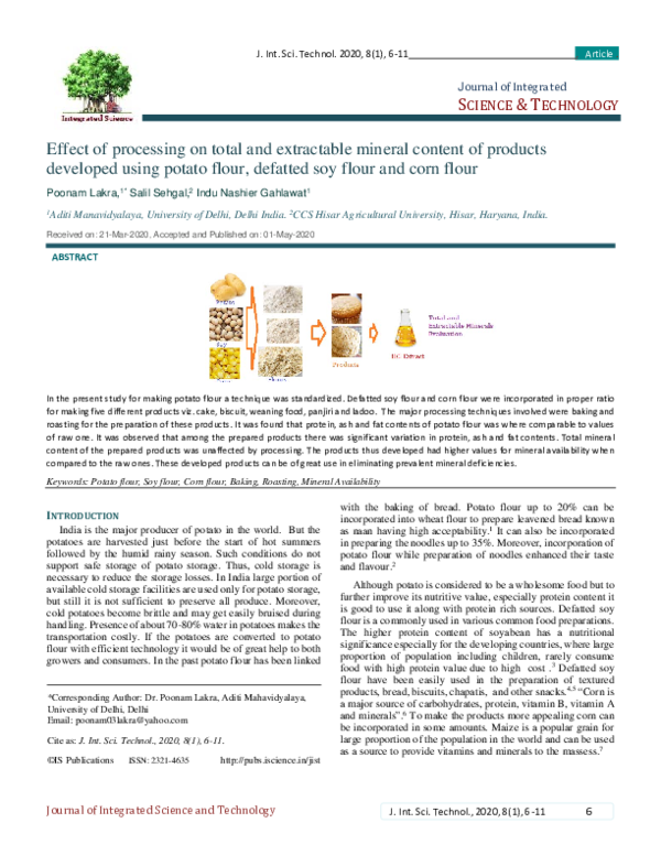 (PDF) Effect of processing on total and extractable mineral content of ...
