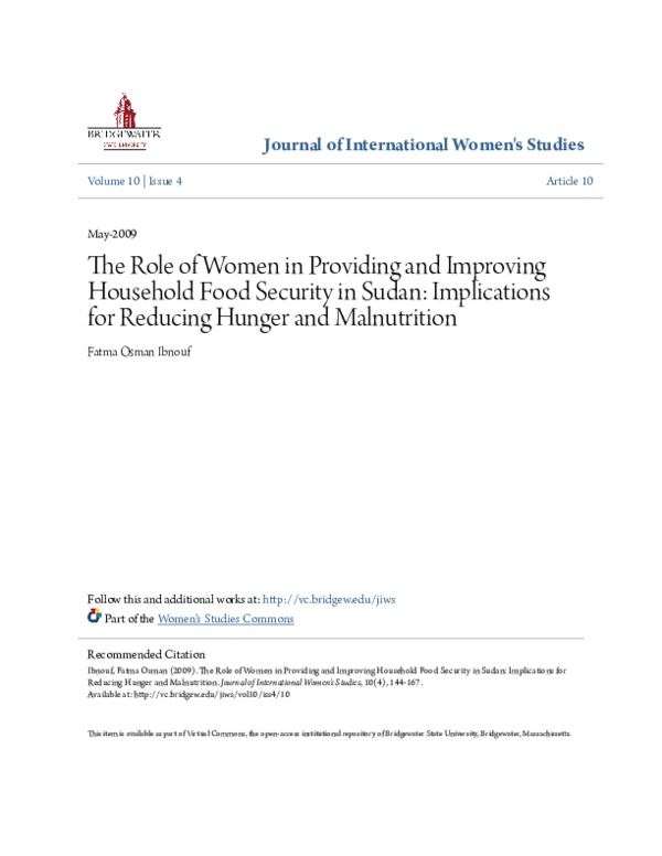 (PDF) The Role of Women in Providing and Improving Household Food ...