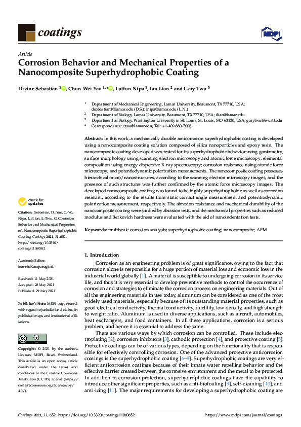(PDF) Corrosion Behavior and Mechanical Properties of a Nanocomposite ...