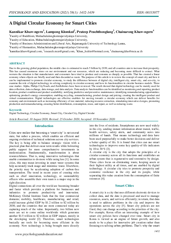 (PDF) A Digital Circular Economy for Smart Cities