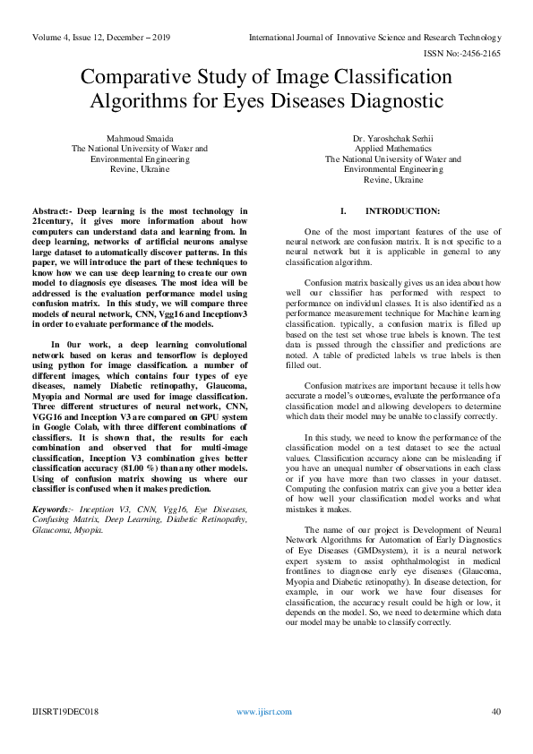 (PDF) Comparative Study of Image Classification Algorithms for Eyes ...