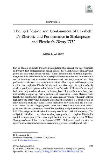 (PDF) The Fortification and Containment of Elizabeth I's Rhetoric and ...