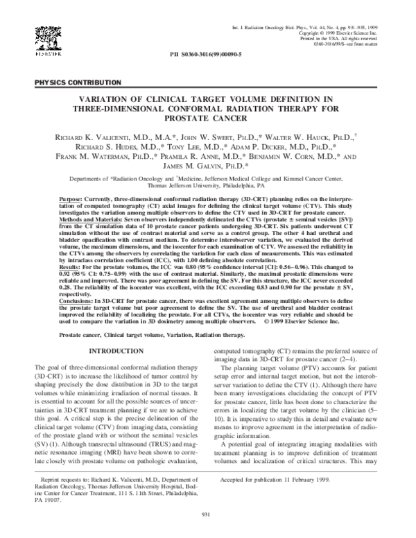 (PDF) Variation of clinical target volume definition in three ...