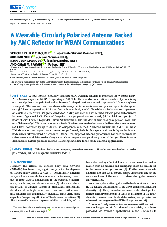 (PDF) A Wearable Circularly Polarized Antenna Backed by AMC Reflector ...