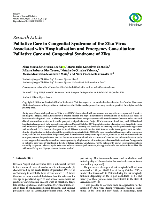 (PDF) Palliative Care in Congenital Syndrome of the Zika Virus ...