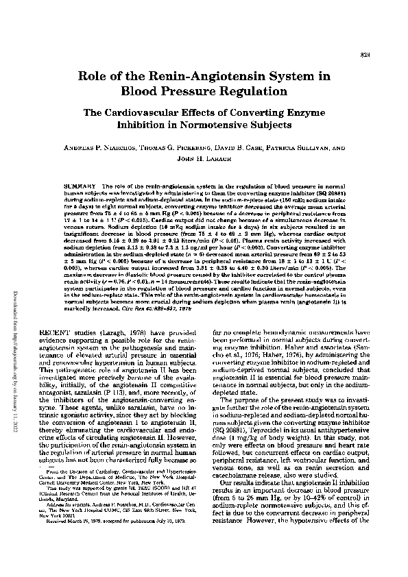 (PDF) Role of the Renin-Angiotensin System in Blood Pressure Regulation ...