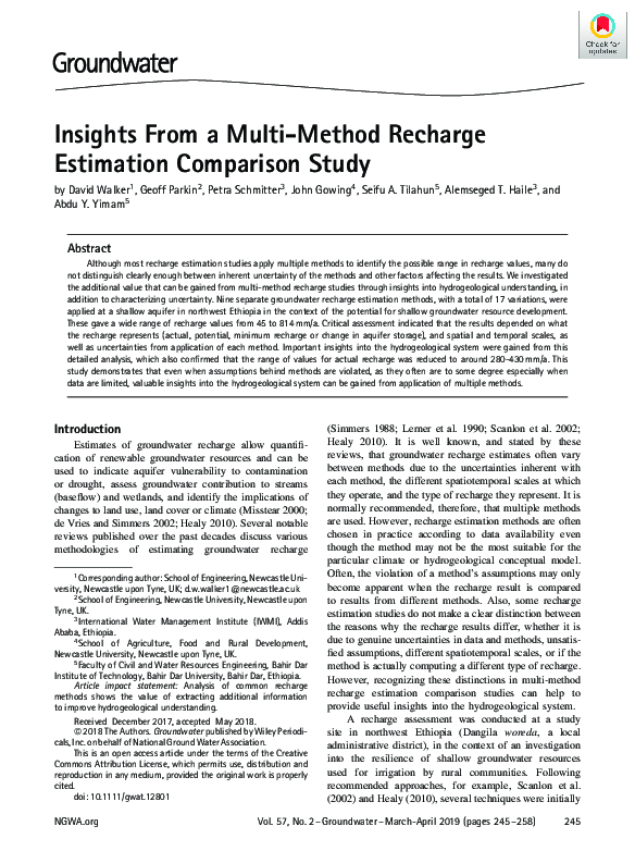 (PDF) Insights from a multi-method recharge estimation comparison study
