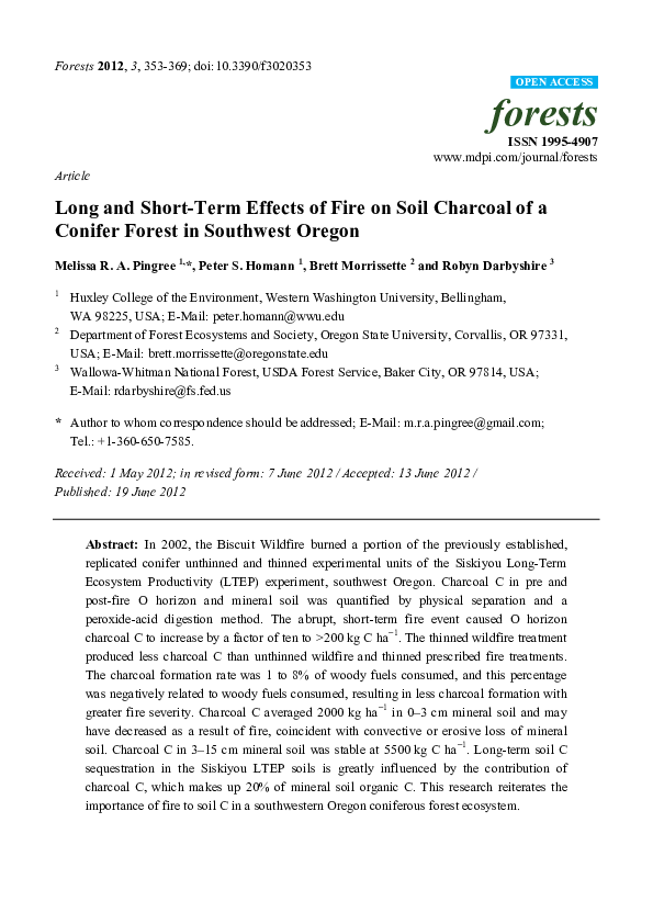(PDF) Article Long and Short-Term Effects of Fire on Soil Charcoal of a ...