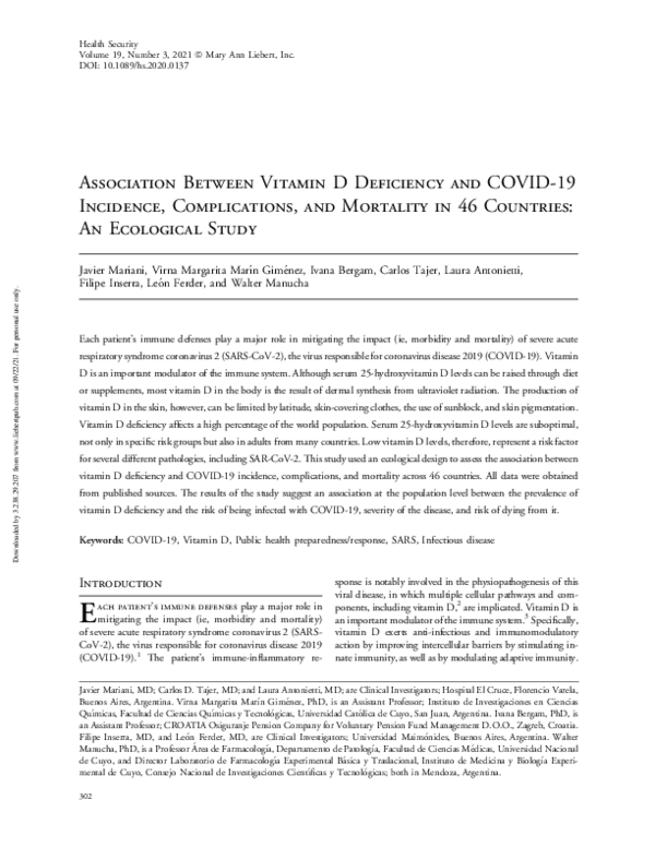 (PDF) Association Between Vitamin D Deficiency and COVID-19 Incidence ...