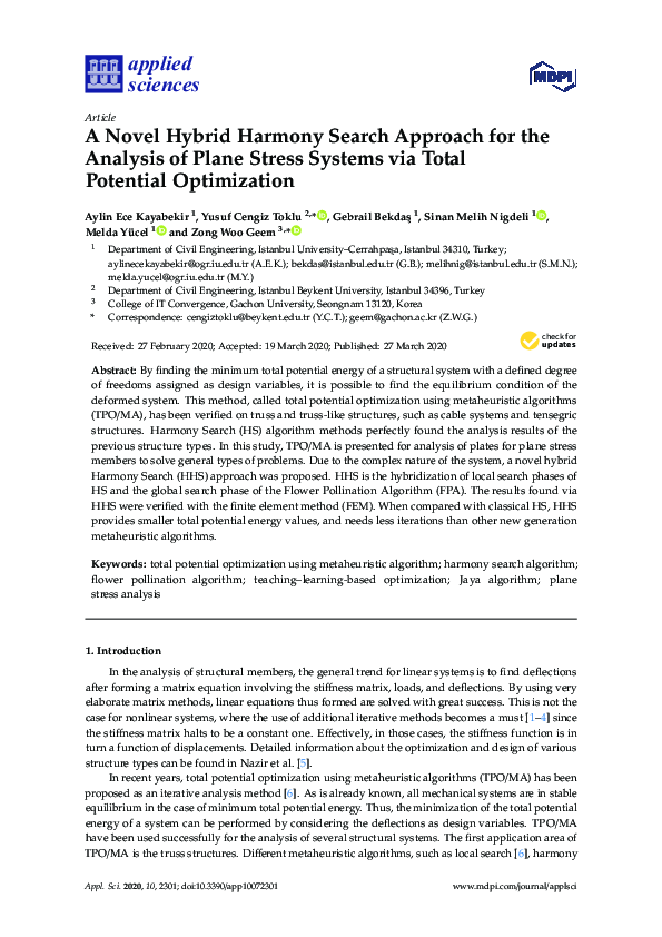 (PDF) A Novel Hybrid Harmony Search Approach for the Analysis of Plane ...