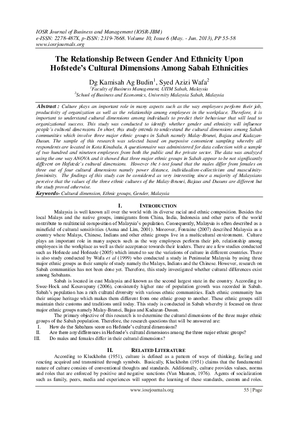 (PDF) The Relationship Between Gender And Ethnicity Upon Hofstede's ...