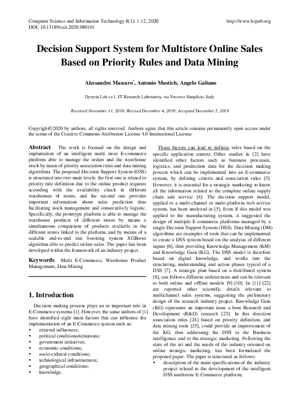 (PDF) Decision Support System for Multistore Online Sales Based on ...