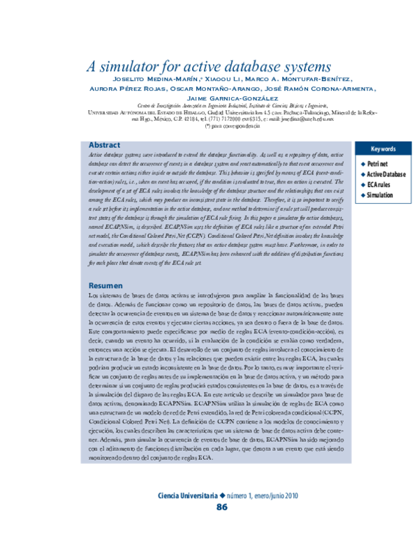(PDF) A simulator for active database systems