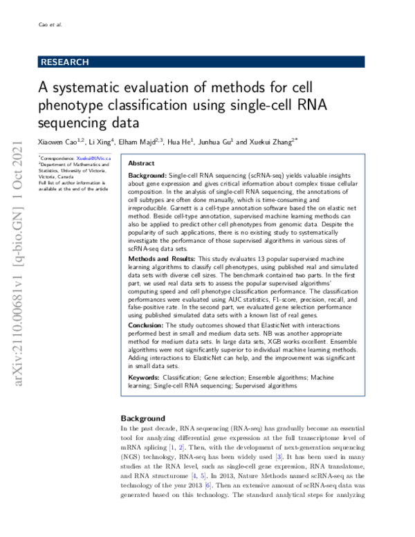 (PDF) A Systematic Evaluation of Methods for Cell Phenotype ...