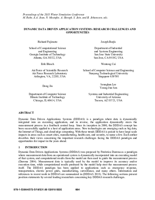 (PDF) Dynamic Data Driven Application Systems: Research Challenges and ...