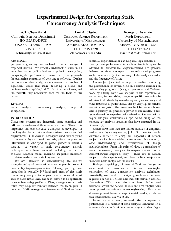 (PDF) Experimental Design for Comparing Static Concurrency Analysis ...
