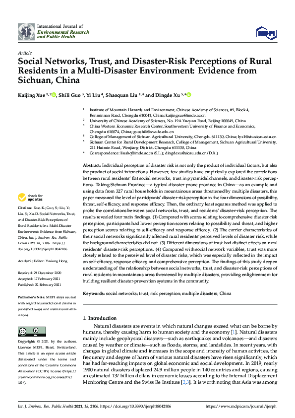 (PDF) Social Networks, Trust, and Disaster-Risk Perceptions of Rural ...