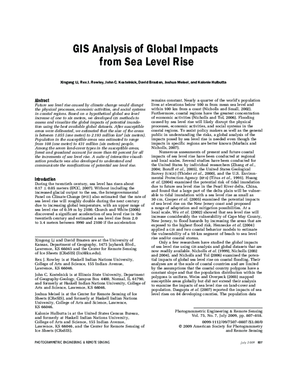 (PDF) GIS Analysis of Global Impacts from Sea Level Rise