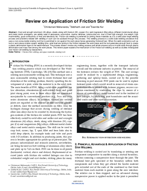 (PDF) Review on Application of Friction Stir Welding