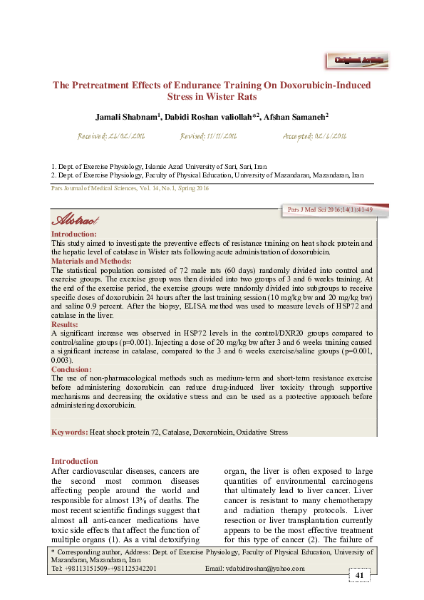 (PDF) The Effects of 3 and 6 Weeks of Endurance Training on Stress ...