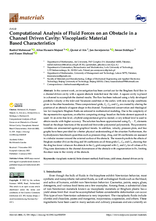 (PDF) Computational Analysis of Fluid Forces on an Obstacle in a ...