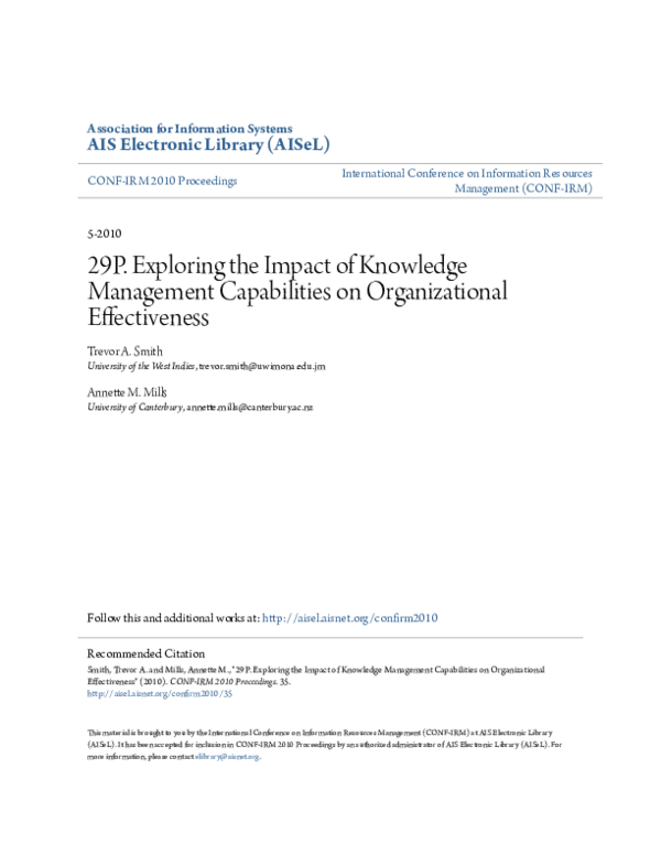 (PDF) 29P. Exploring the Impact of Knowledge Management Capabilities on ...