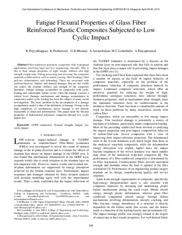 (PDF) Fatigue Flexural Properties of Glass Fiber Reinforced Plastic ...