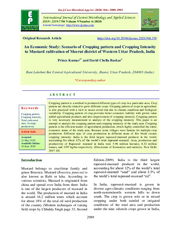 (PDF) An Economic Study: Scenario of Cropping pattern and Cropping ...