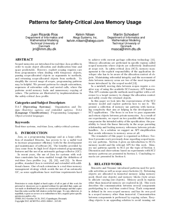 (PDF) Patterns for Safety-Critical Java Memory Usage