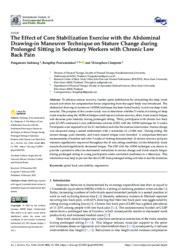 (PDF) The Effect of Core Stabilization Exercise with the Abdominal ...