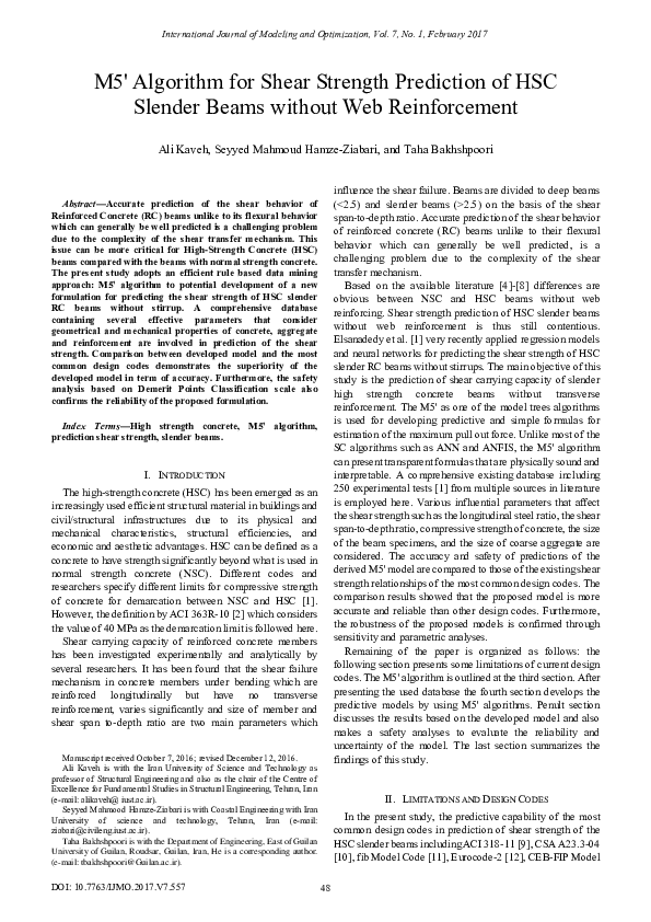 (PDF) M 5 ' Algorithm for Shear Strength Prediction of HSC Slender ...