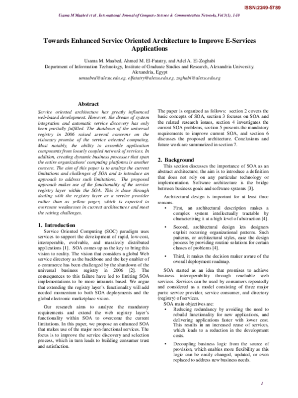 (PDF) Towards Enhanced Service Oriented Architecture to Improve E ...