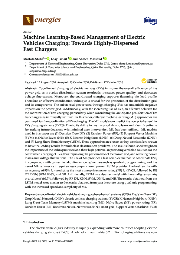 (PDF) Machine Learning-Based Management of Electric Vehicles Charging ...